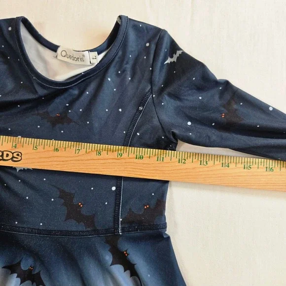 Halloween Dress Girls Size L 5-6 Bats Moon Spooky Kids Costume Holiday Party - Picture 5 of 10